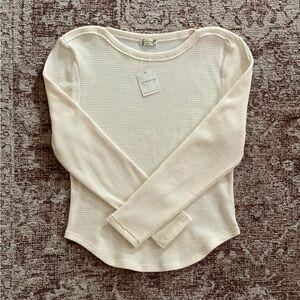 NWT Intimately Free People Ivory Waffle Fitted Long Sleeve Size M